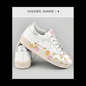 Golden Goose Hi Star White Hand-Painter Flowers 37